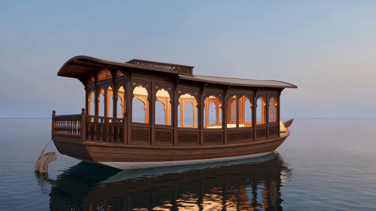 Create a cinematic 3D architectural visualization of a tradi
