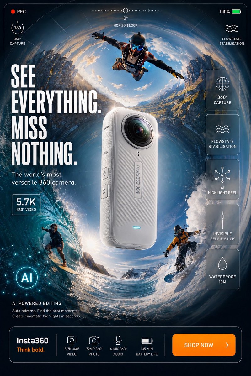 Explored multiple action-camera advertising directions throu