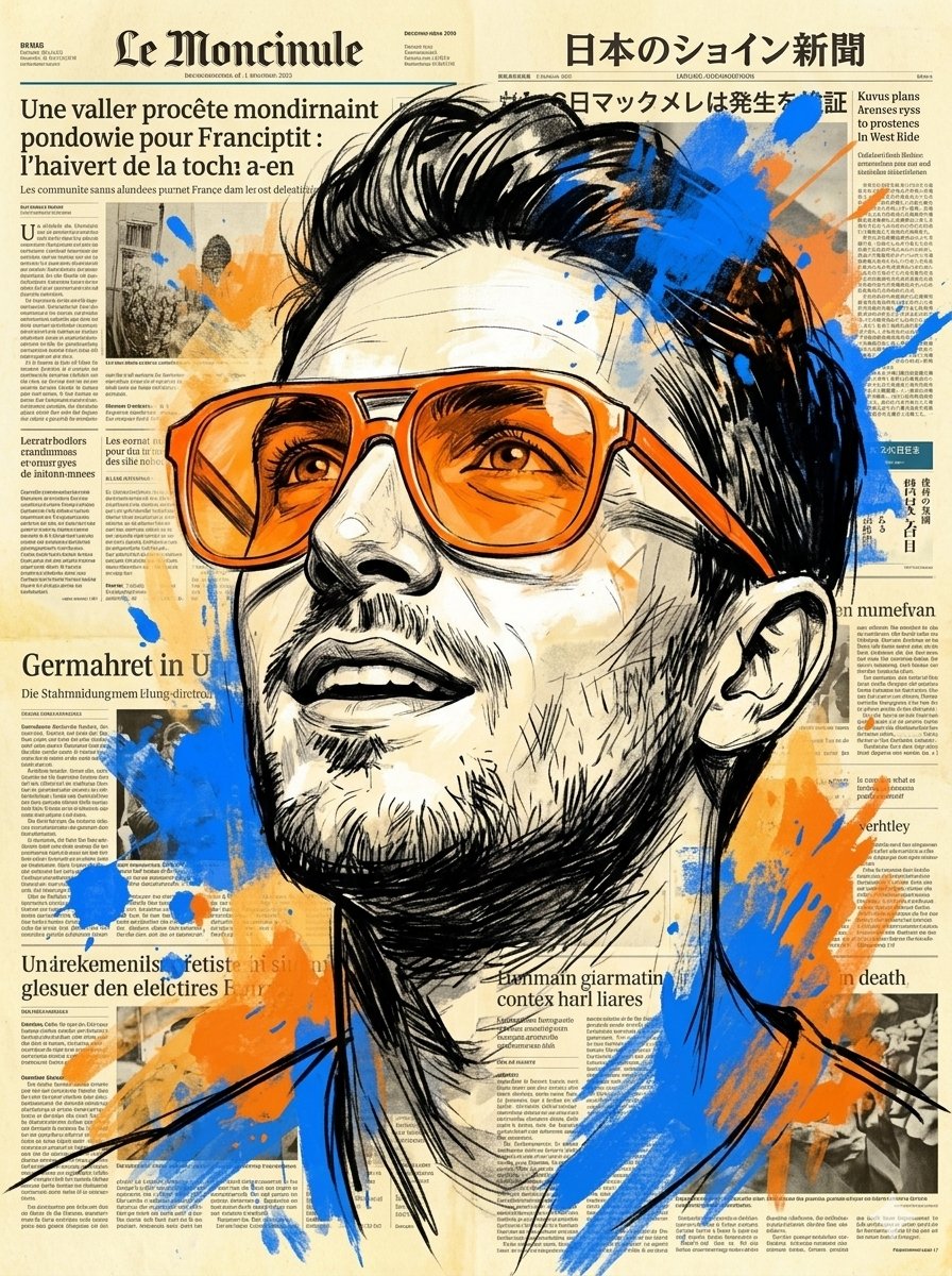 An expressive and colorful portrait of a man (the uploaded i