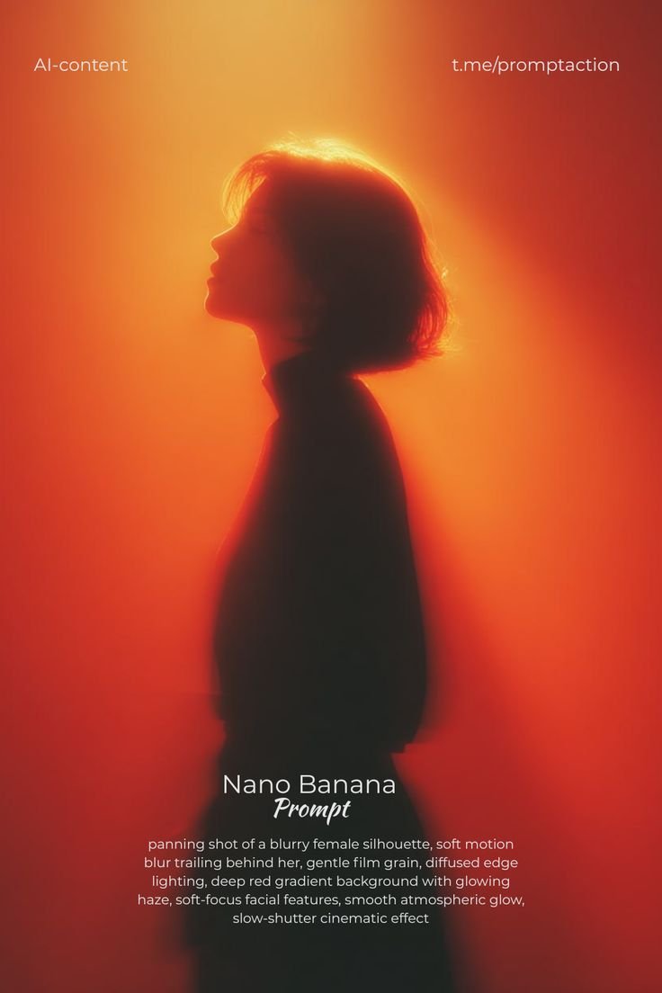 panning shot of a blurry female silhouette, soft motion blur
