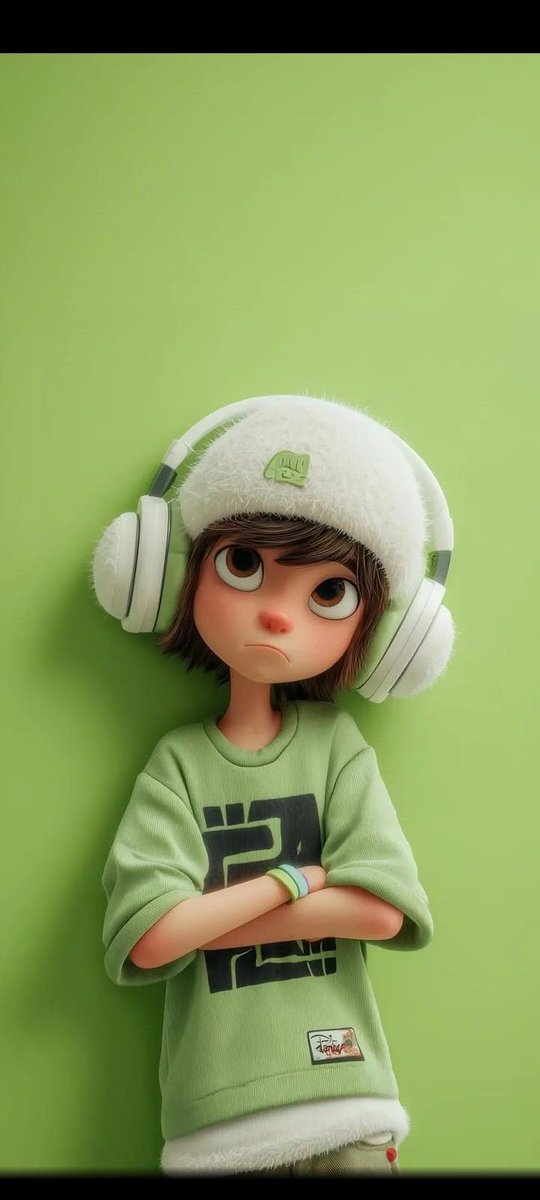 A stylized 3D cartoon character of a young boy with big expr