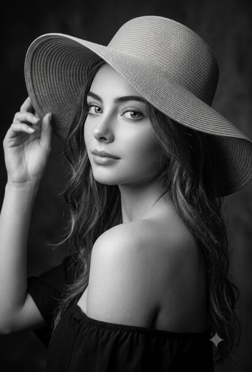 A series of professional black-and-white studio portraits of