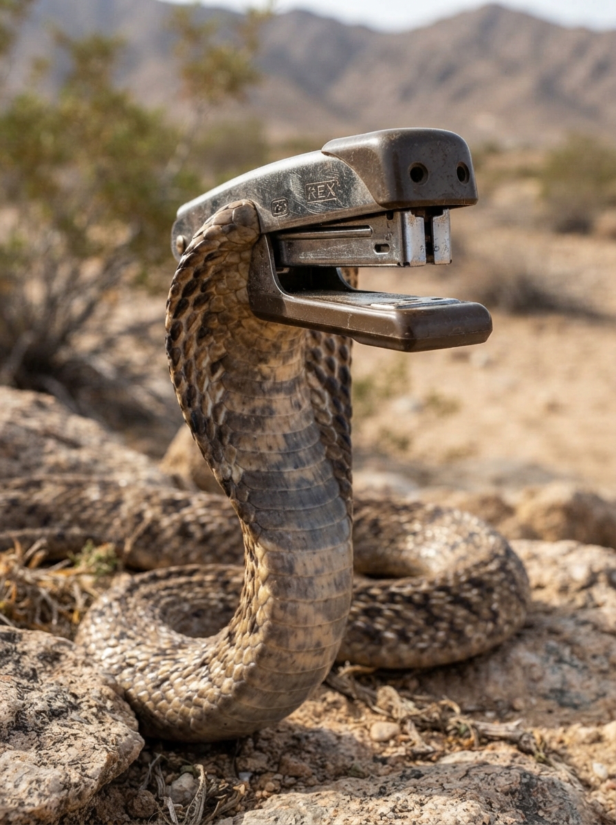 a photo of an arabian cobra, but the head is replaced with a