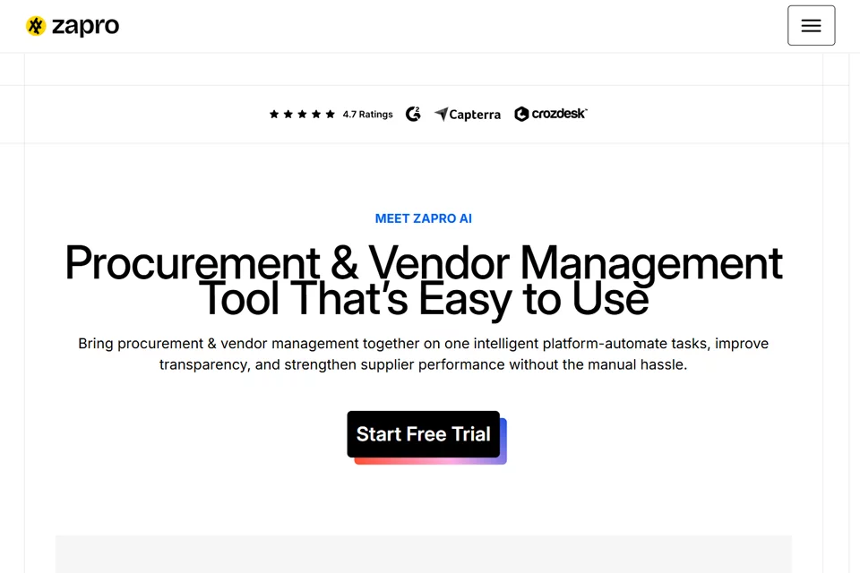 Zapro AI procurement and vendor management platform