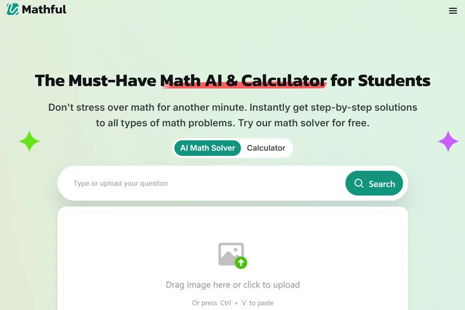 Mathful mathematics problem input and step-by-step explanation interface