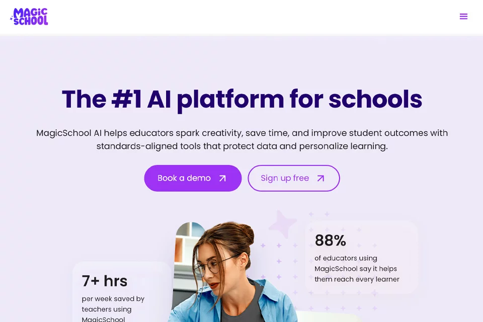 واجهة توضيحية لأدوات MagicSchool المساعدة فالتدريس