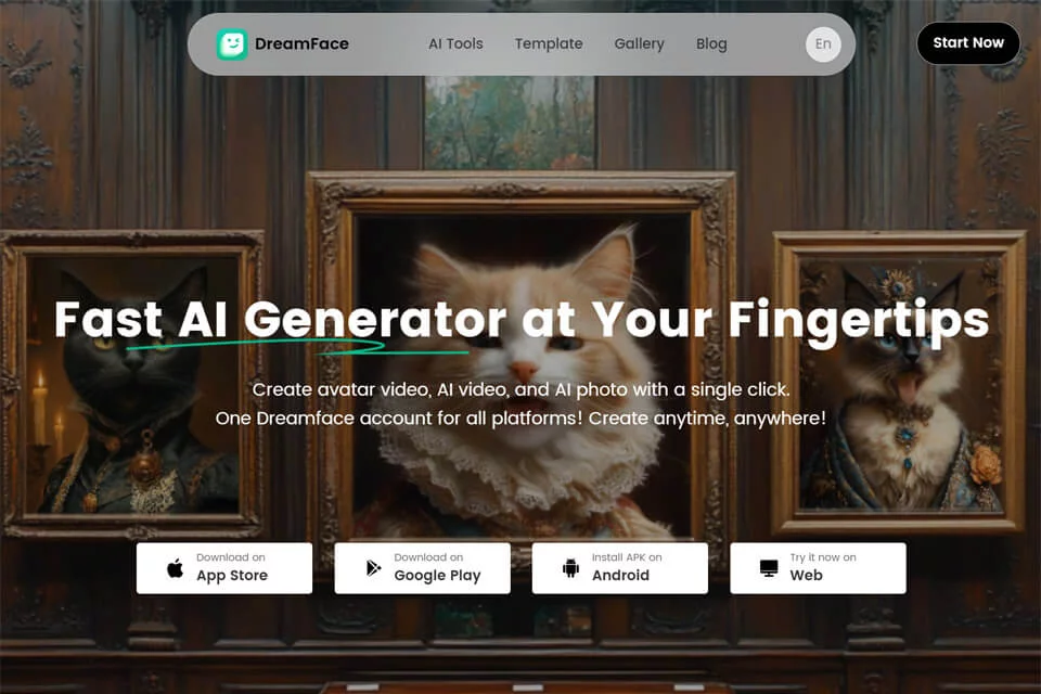 DreamFace avatar video and photo editing features