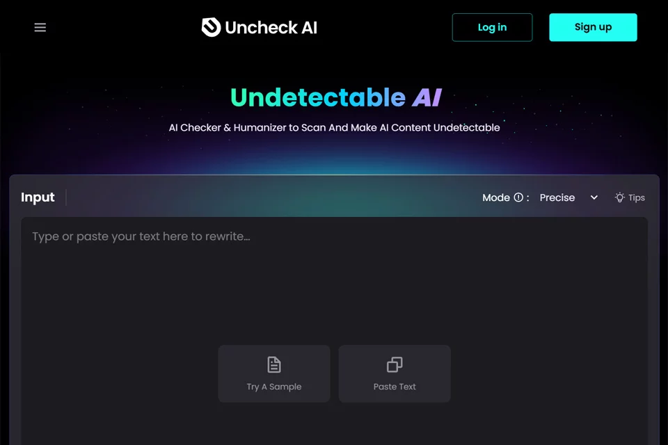 Uncheck AI text detection and rewriting tool interface