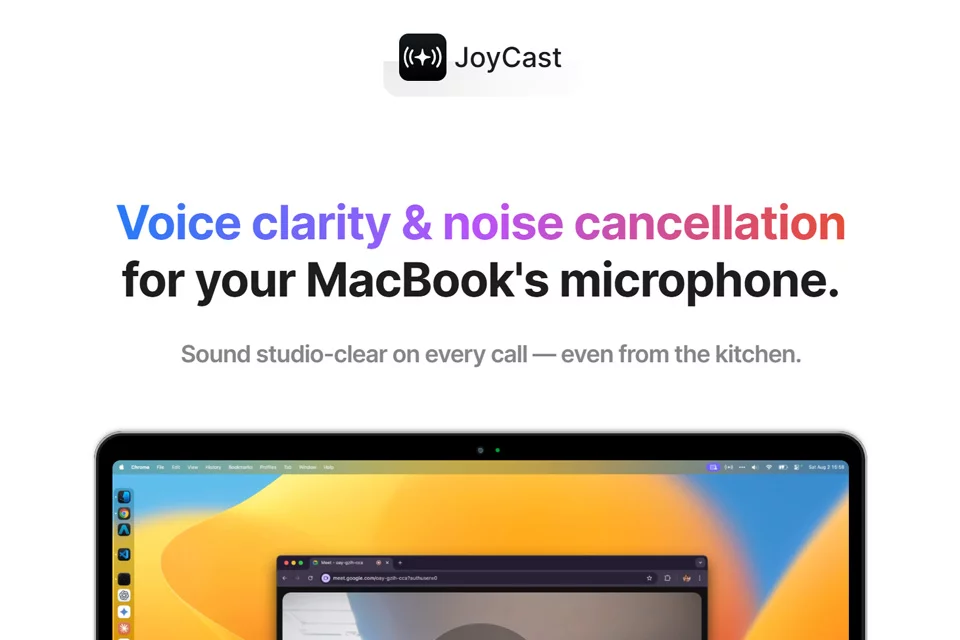 MacBook মাইক্রোফোনের অডিও উন্নতকরণে JoyCast-এর পণ্য ইন্টারফেস