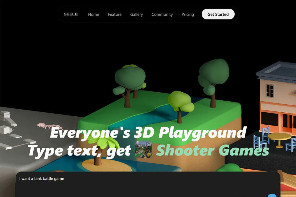 Giao diện minh họa Seeles tạo thế giới game 3D tương tác từ mô tả bằng văn bản