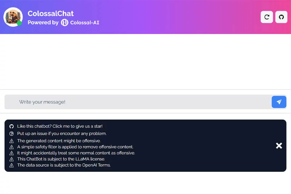 ColossalChat AI chat interface illustration
