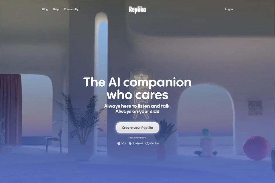 Replika-তে AI সঙ্গীর সঙ্গে কথোপকথনের ইন্টারফেসের উদাহরণ