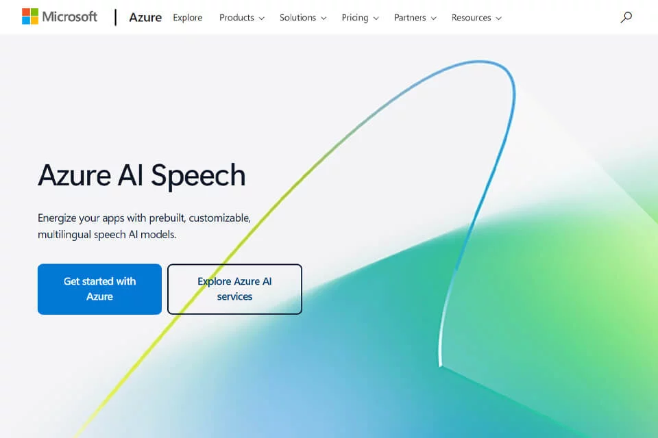 مثال على واجهة خدمة الصوت Azure AI Speech