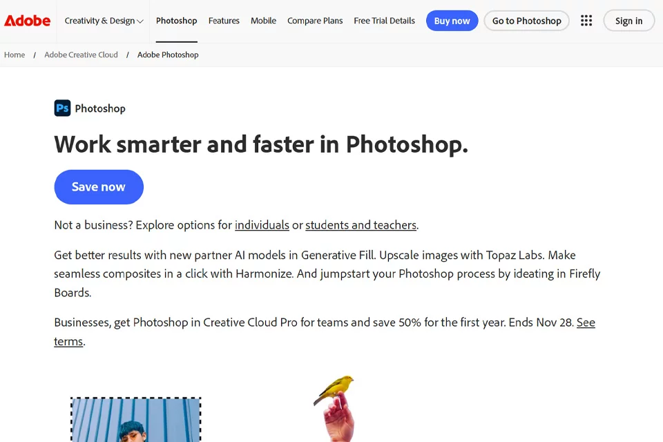 Photoshopのレイヤー、選択範囲、生成編集の作業画面
