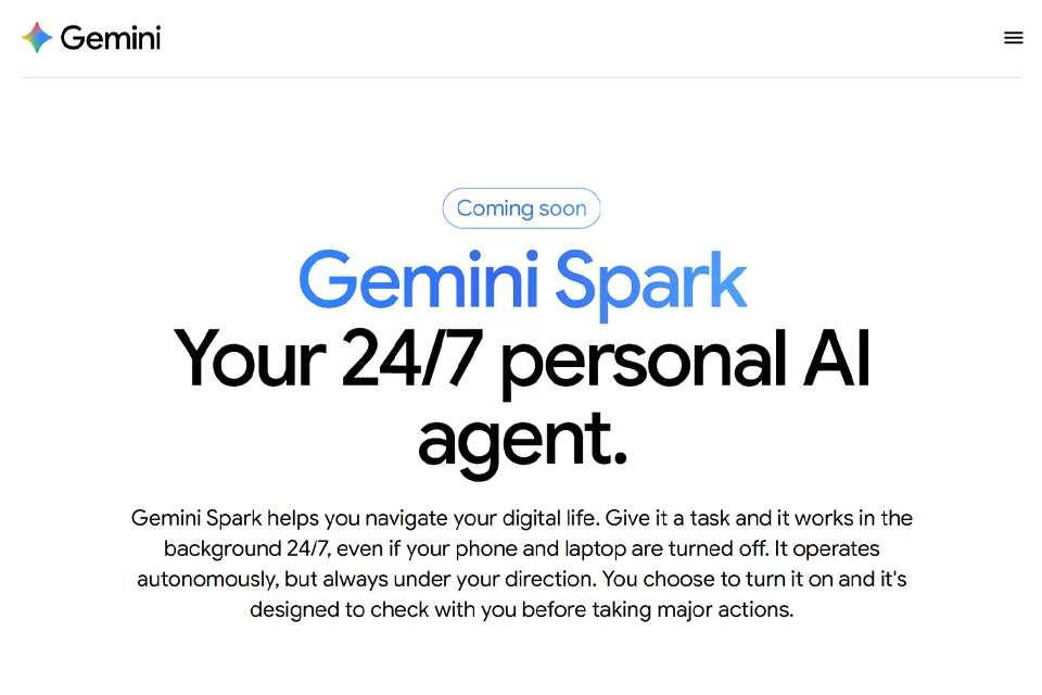Gemini Spark کے ای میلز، کیلنڈر اور دستاویزی کام منظم کرنے والے پروڈکٹ انٹرفیس کی مثال