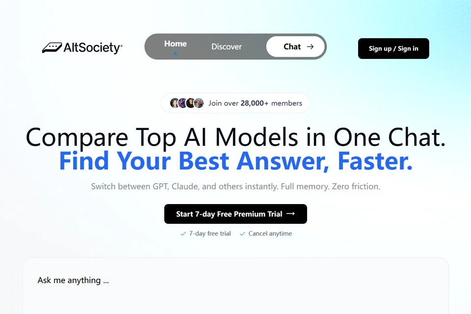 AltSociety multi-model chat and prompt library page cover