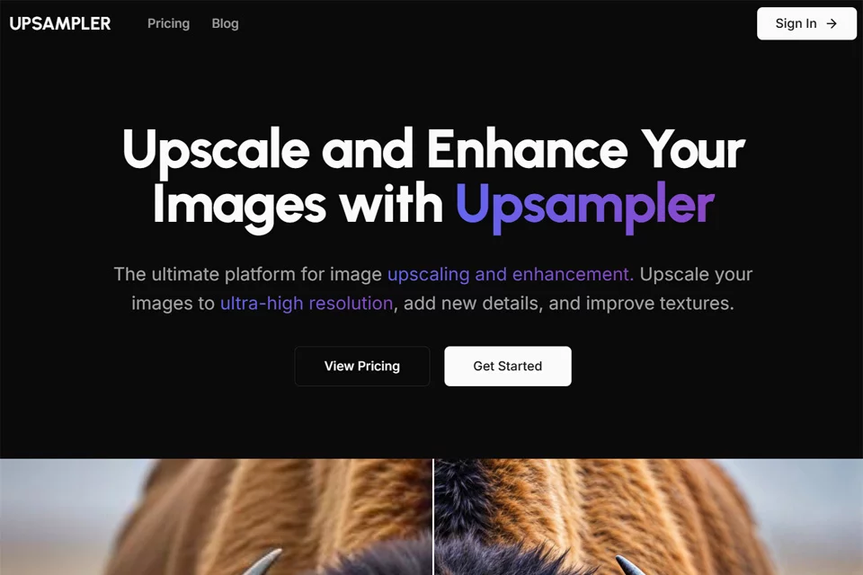 Upsampler image upscaling and quality enhancement interface