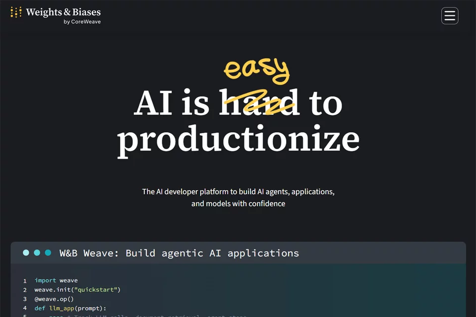 Illustration of the Wandb machine learning experiment dashboard