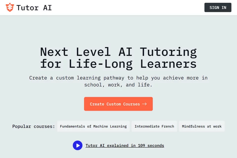 واجهة توضيحية لدروس التعلّم المخصّصة ديال Tutor AI