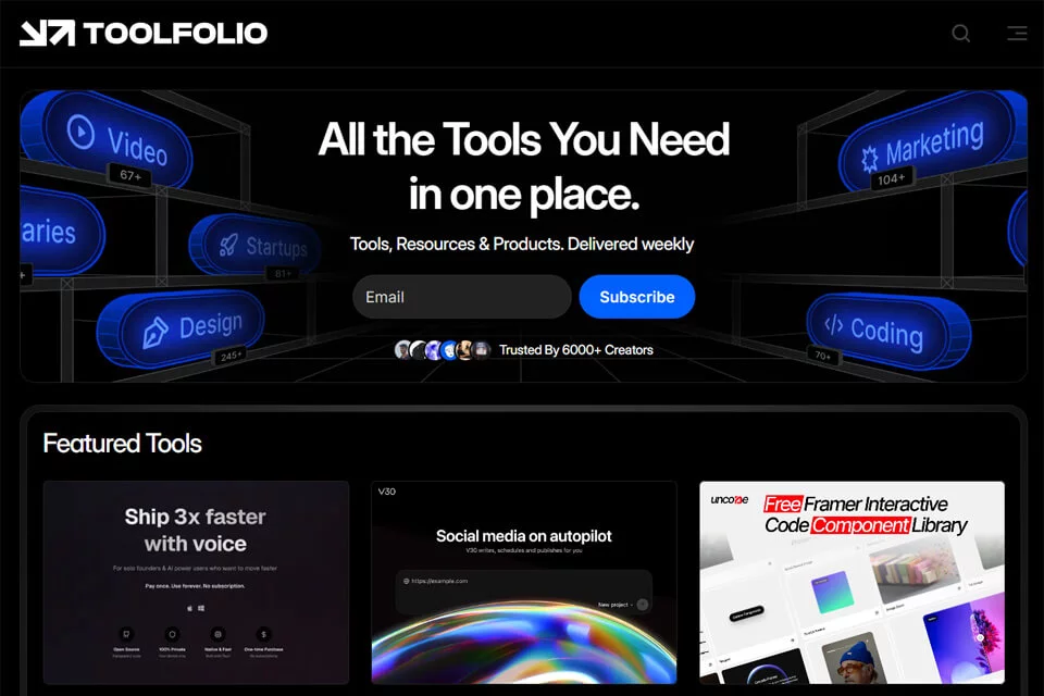 Toolfolio tool and resource directory page cover