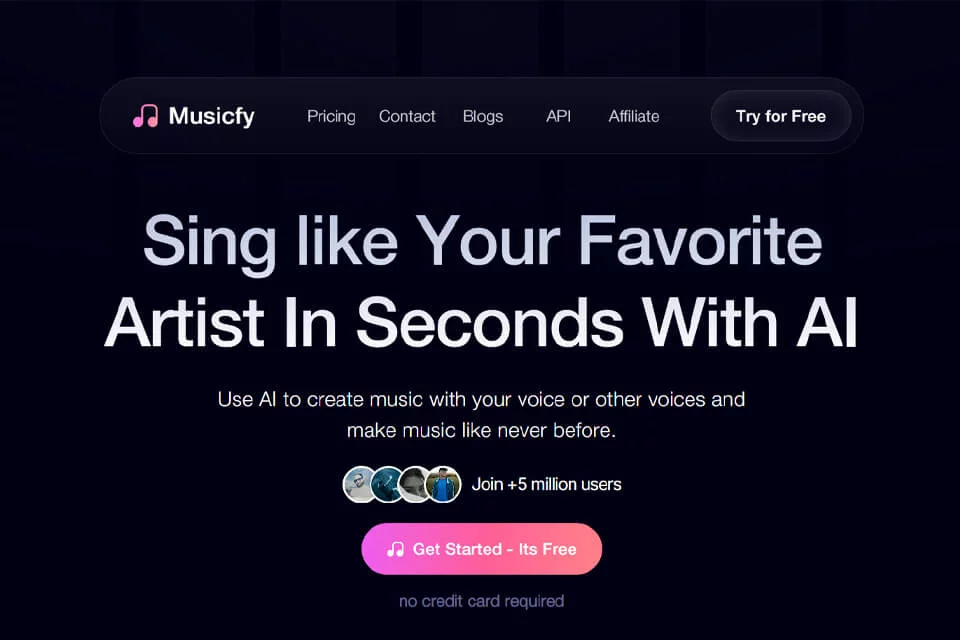 Giao diện minh họa công cụ sáng tác nhạc Musicfy AI