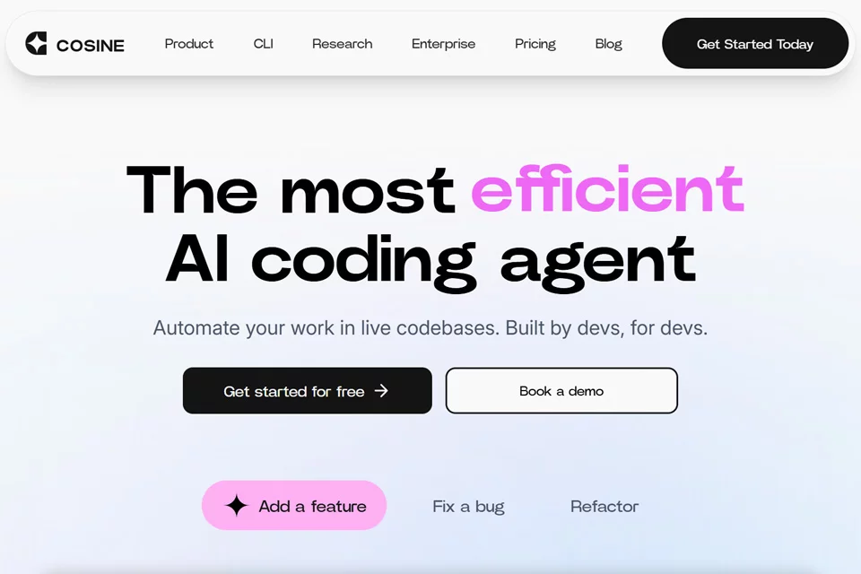 واجهة توضيحية لـ Cosine AI كتعاون فريق التطوير فمهام هندسة البرمجيات